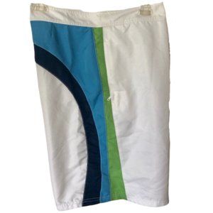 Vineyard Vines 9" Inseam Board/Swim Shorts - White/Green/Blue - 42